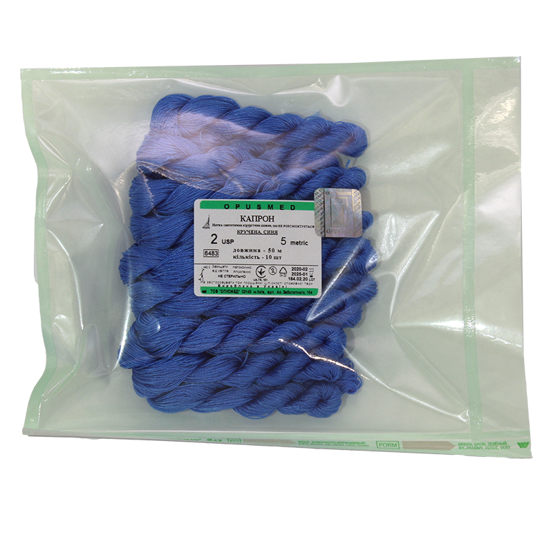 Капрон кручений синій у мотках 2(5) 50м кількістю 10шт.